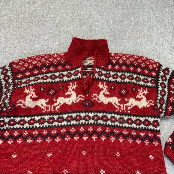 VTG Lauren Ralph Lauren Sweater Medium Phoebe Buffay Friends Wool Knit Reindeer - Picture 4 of 9